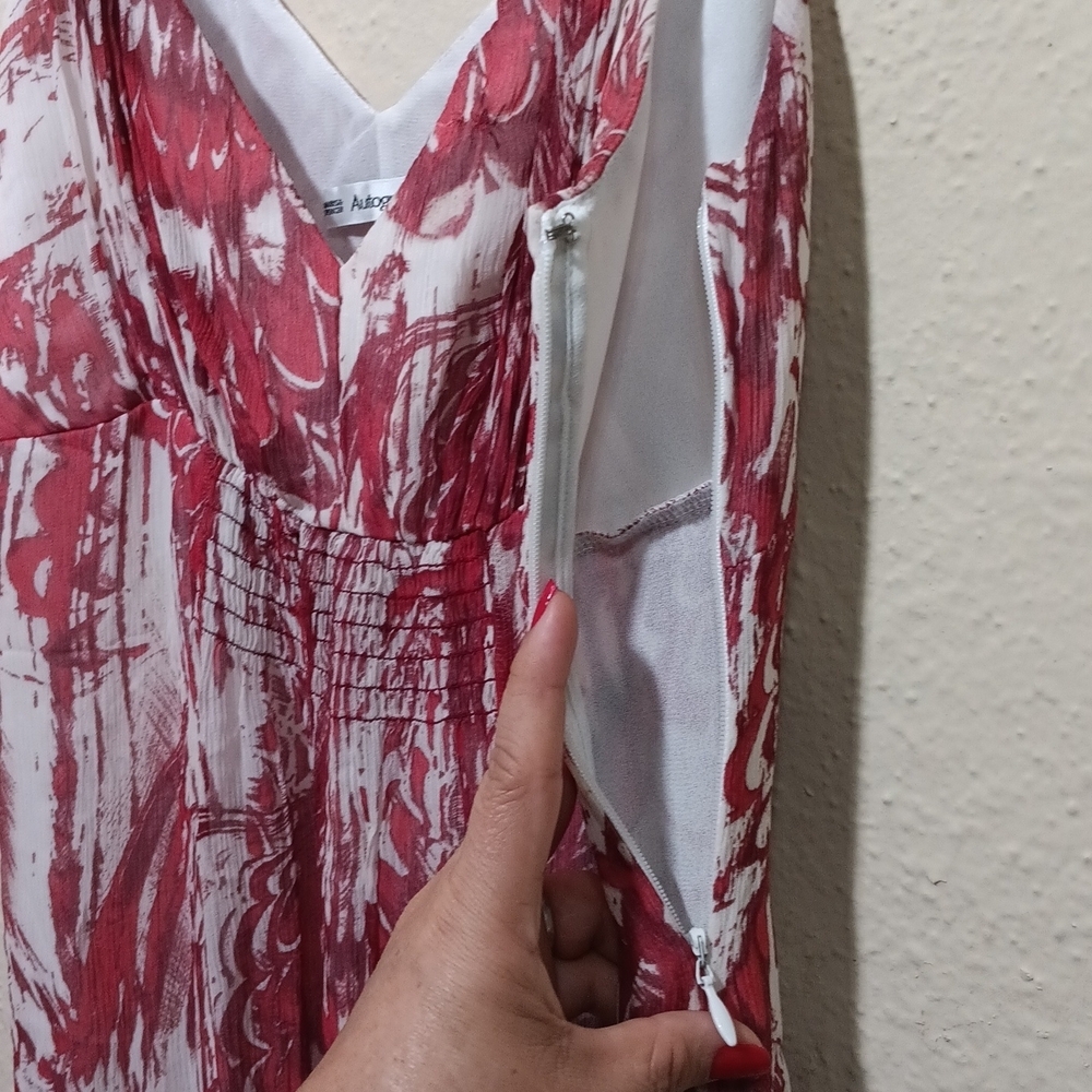 Autograph Burgundy and White Maxi Dress - Picture 5 of 9